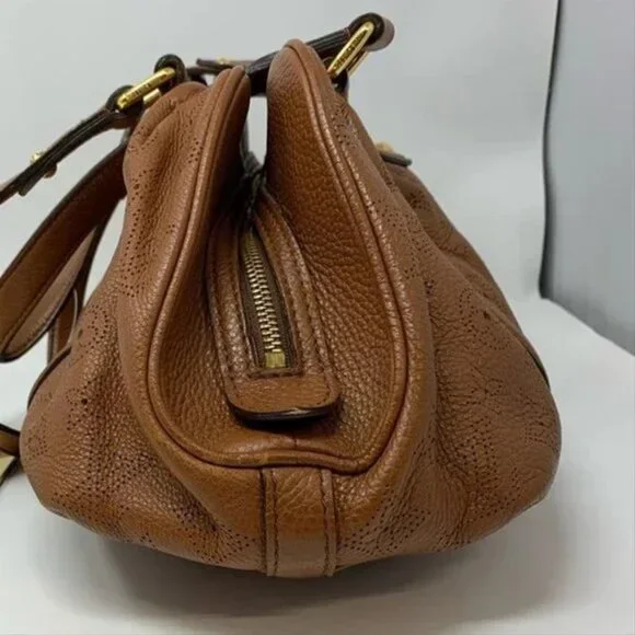 Authentic Louis Vuitton Lunar Pm Cognac Brown Mahina Leather Shoulder Bag - Picture 10 of 12